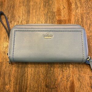 Kate Spade light blue zip-around wristlet
